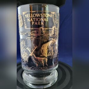 Vintage Yellowstone National Park 22K Gold and Black Kapen-Kent Souvenir Glass